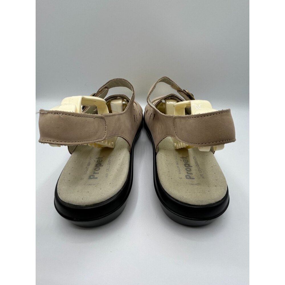 Propet Breeze Walker Size 12 Beige Leather Sandals With Adjustable Straps - Picture 4 of 10